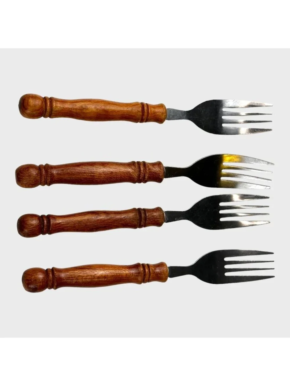 Vintage Old Homestead Wood Handle Stainless Steel Salad Fork Set 4 VGVC Rustic K
